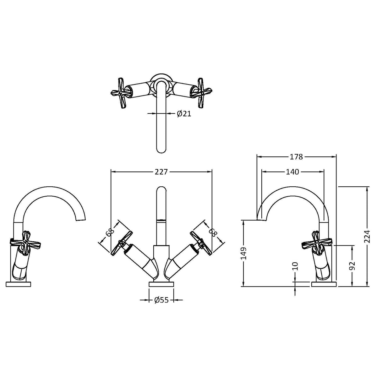 Cylin Deck Mounted Mono Basin Mixer With Pop Up Waste