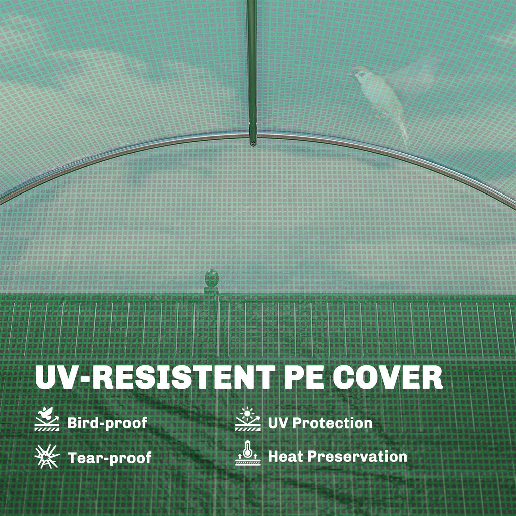 10' x 13' Walk-in Polytunnel Greenhouse with Hinged Door & 8 Mesh Windows