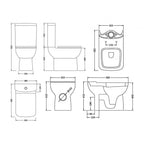 Line Close Coupled Toilet with Push Button Cistern & Seat - White