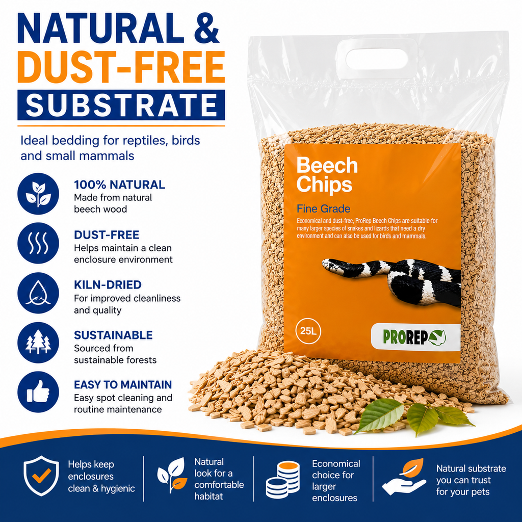 ProRep Beech Chips Fine 25L Natural Reptile Substrate 3-6mm Bedding