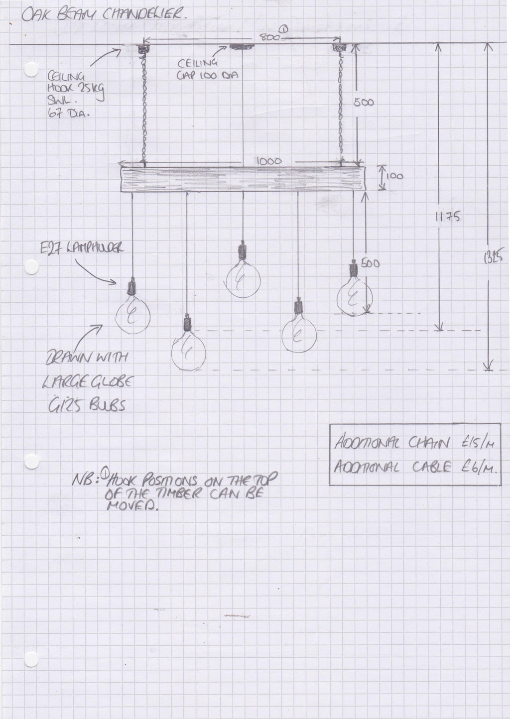 300 Year Old Oak Beam Chandelier | Reclaimed Rustic Kitchen & Dining Lighting UK