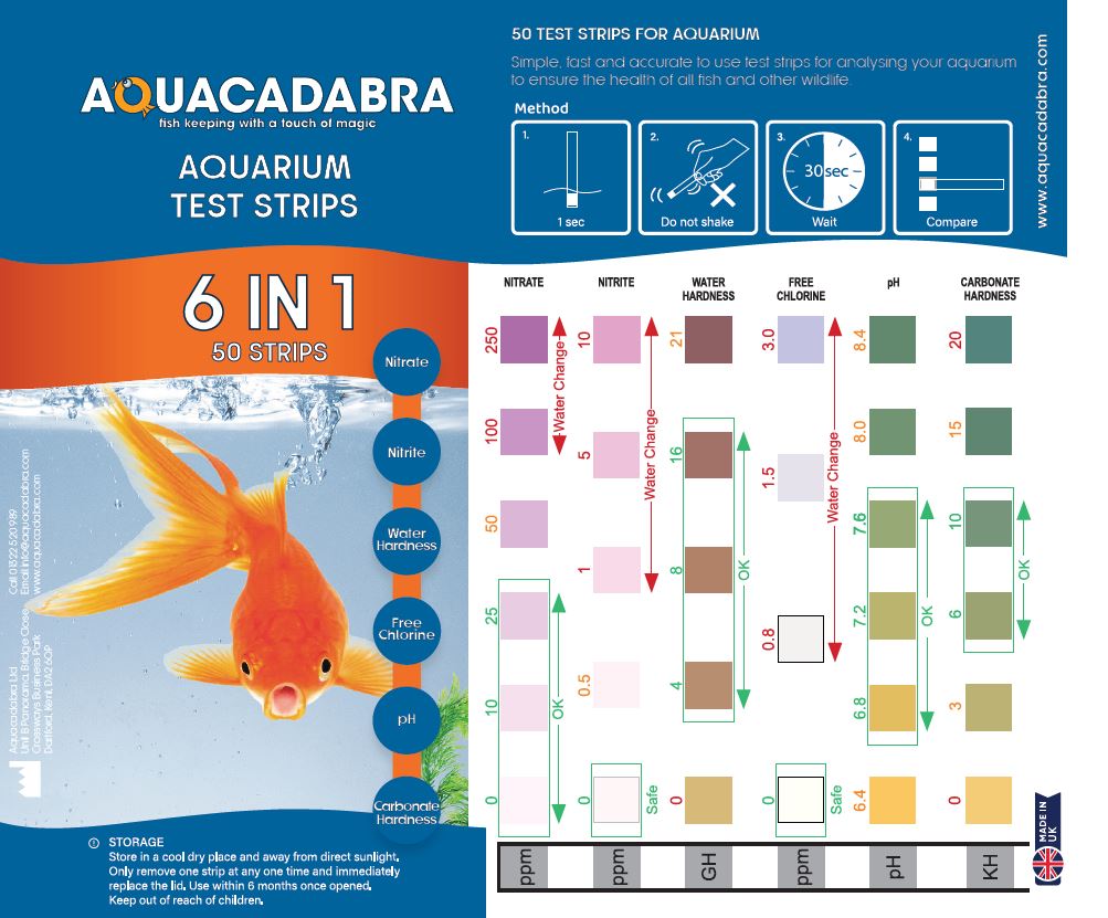 Aquacadabra Aquarium 6 in 1 Test Kit, 50 Strips