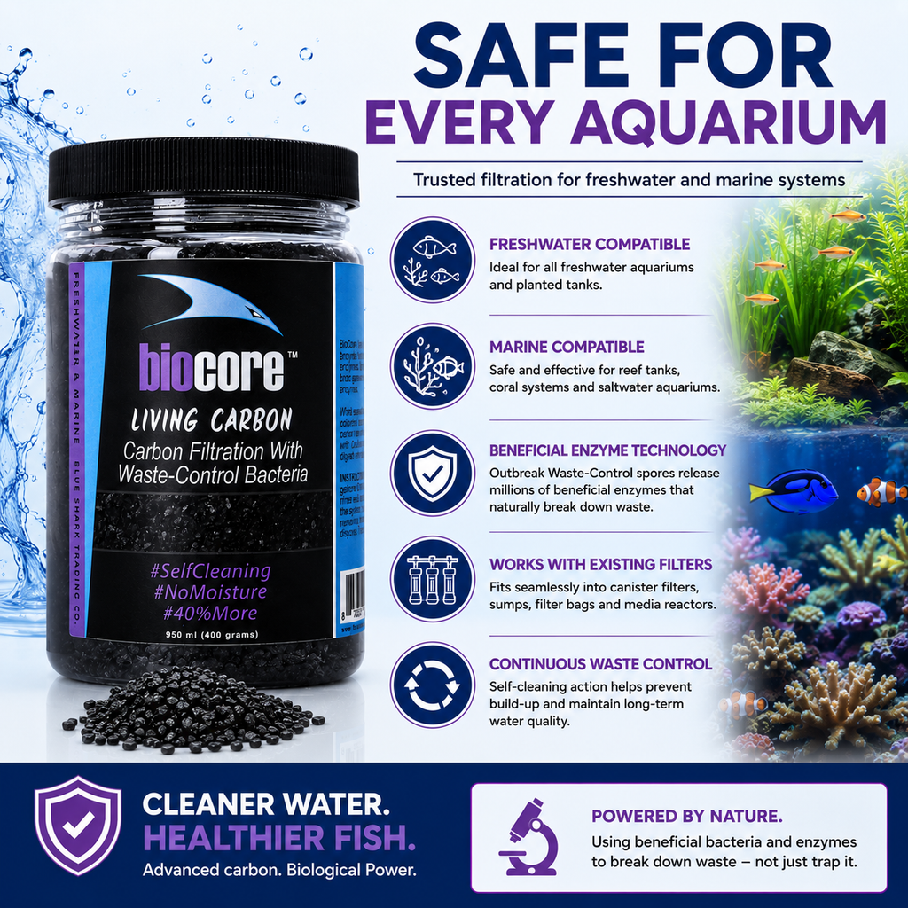 BioCore Living Carbon 400g for Freshwater & Marine Aquariums