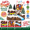Christmas Musical Village LED Light Up Rotating Figures Xmas Decoration USB Battery