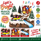 Christmas Musical Village LED Light Up Rotating Figures Xmas Decoration USB Battery