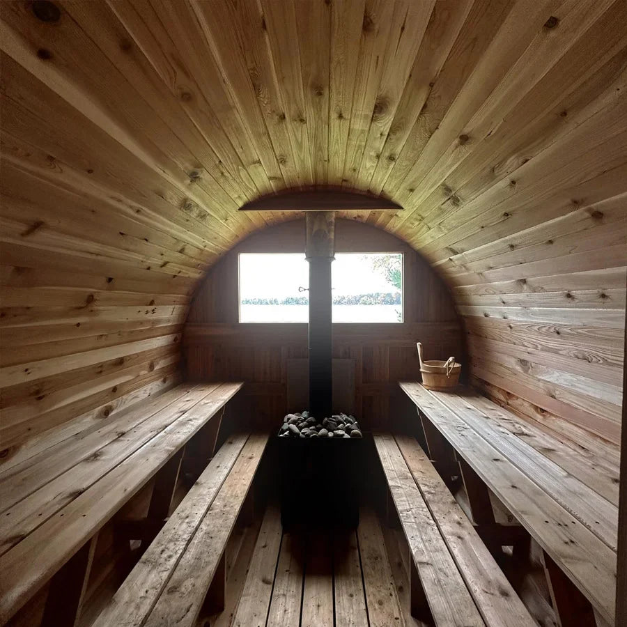 10 Person + Changing Room Cedar Barrel Sauna | 7′ x 12′