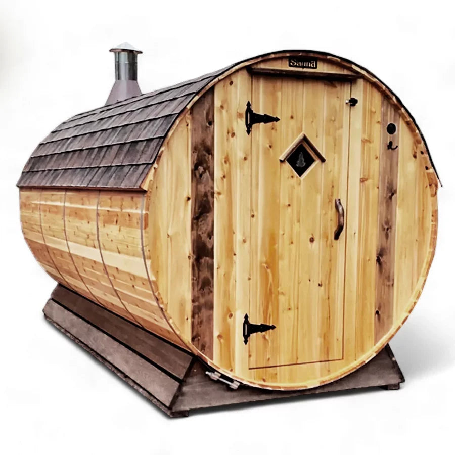 6 Person + Changing Room Cedar Barrel Sauna | 6′ x 12′