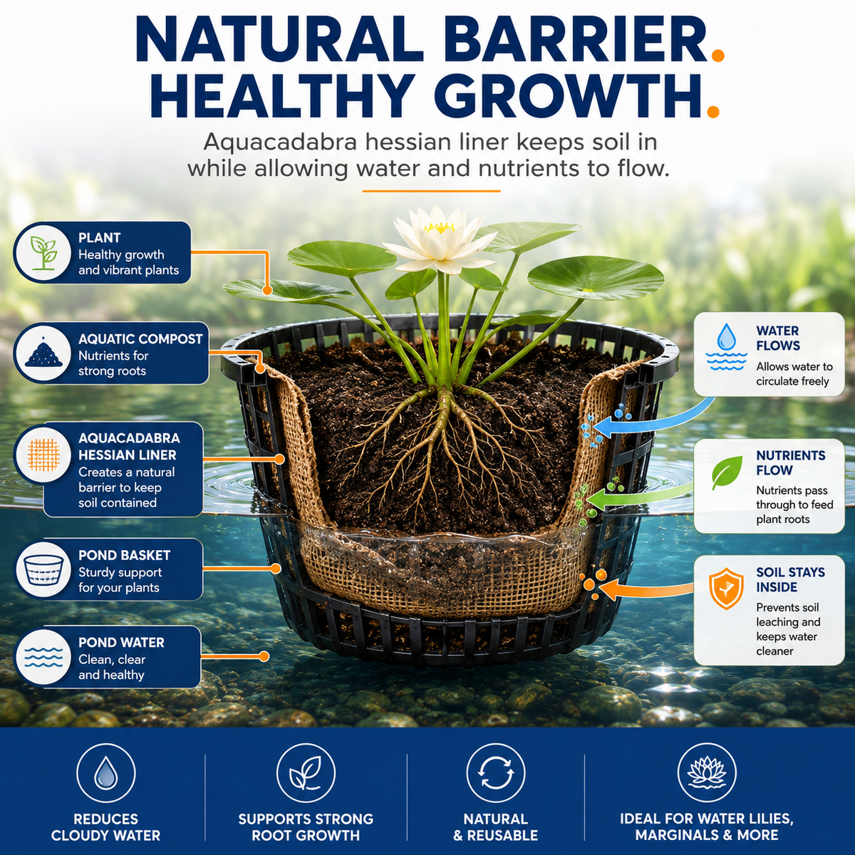 Aquacadabra Hessian Square Plant Basket Liners