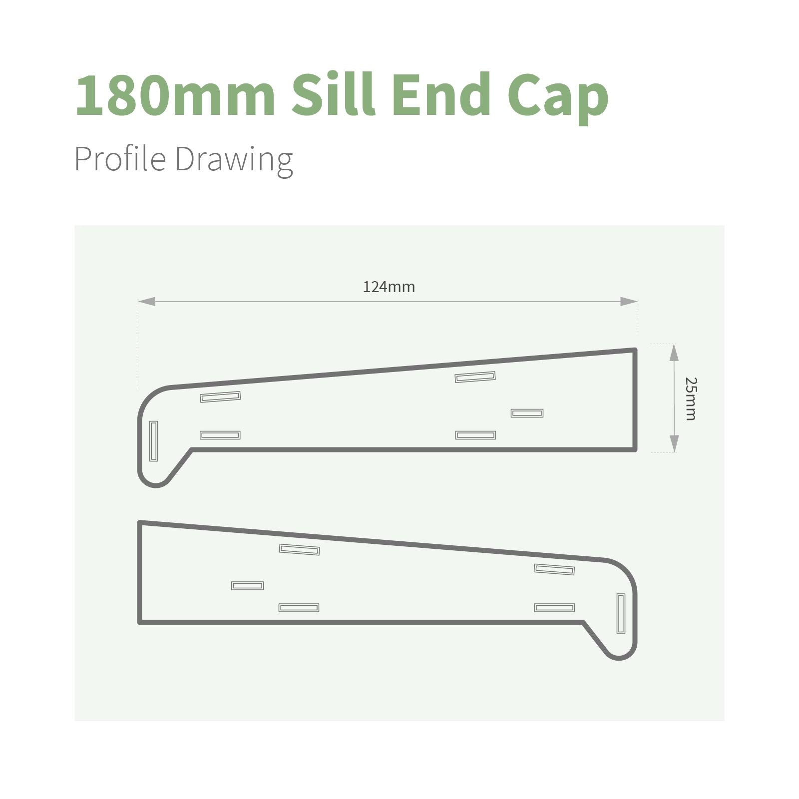 180mm Profile 22 Window Sill End Caps
