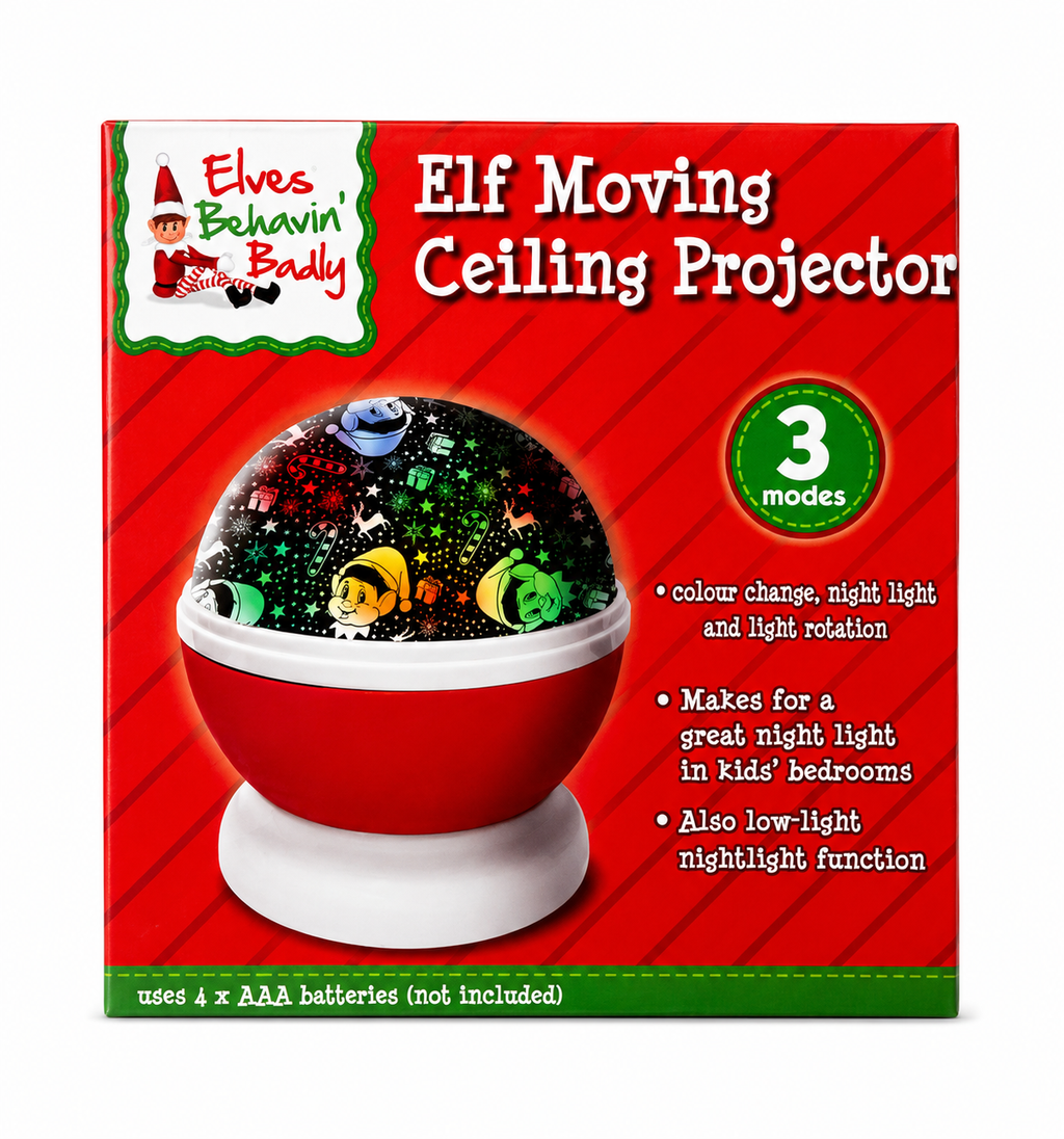 Elf Moving Ceiling Projector Kids Christmas Night Light 3 Modes Rotating LED