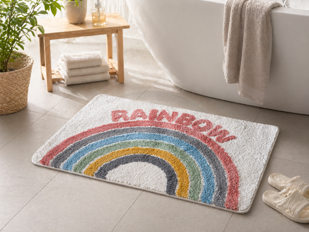 Bathroom Rug Non Slip Bath Mat Soft Absorbent Microfiber Floor Mat 80x50cm
