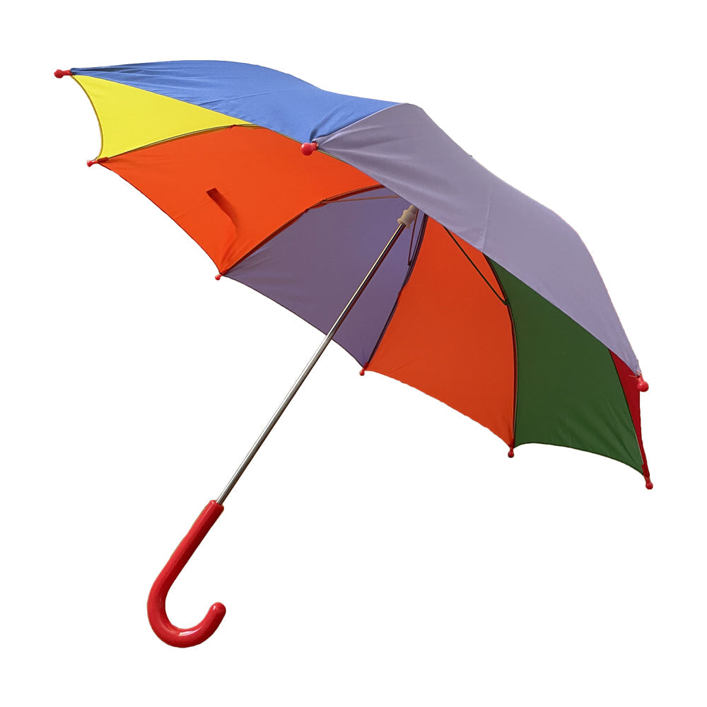 Children Kids Umbrella Colourful Rainbow Pattern Rain Waterproof J-Handle 62cm