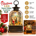 Christmas LED Snow Globe Lantern Santa Village Light Up Glitter Decoration 9.5”