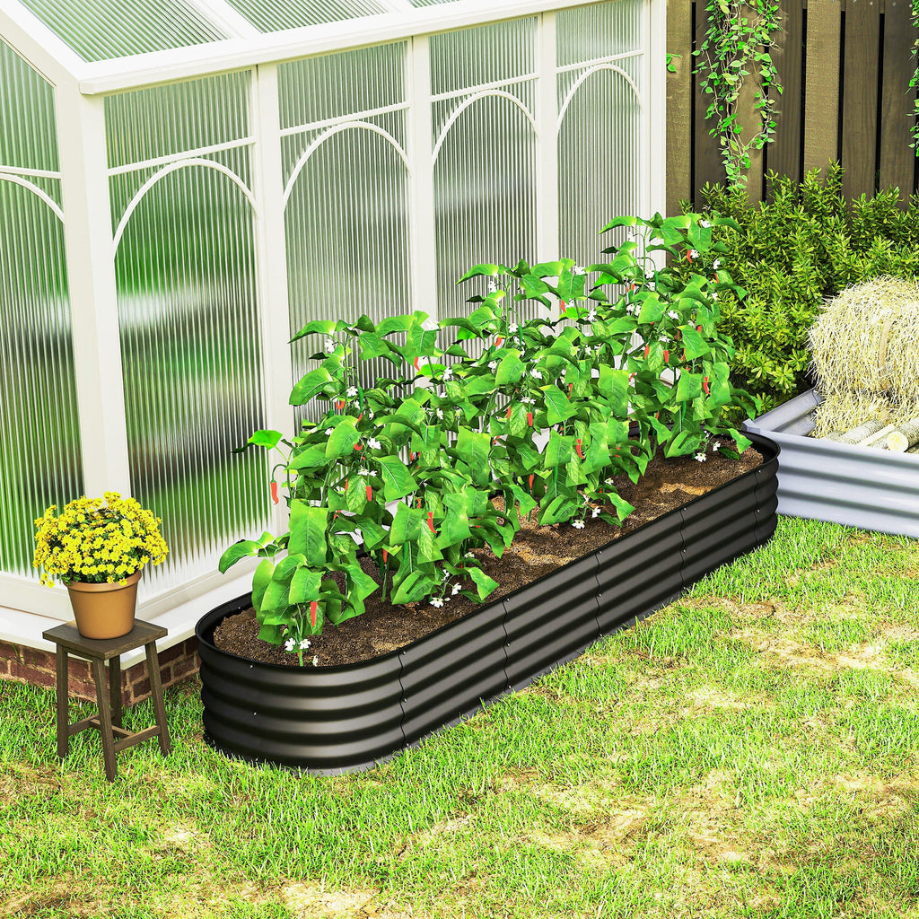 8' x 2' x 1' Galvanized Raised Garden Bed Kit, Dark Gray
