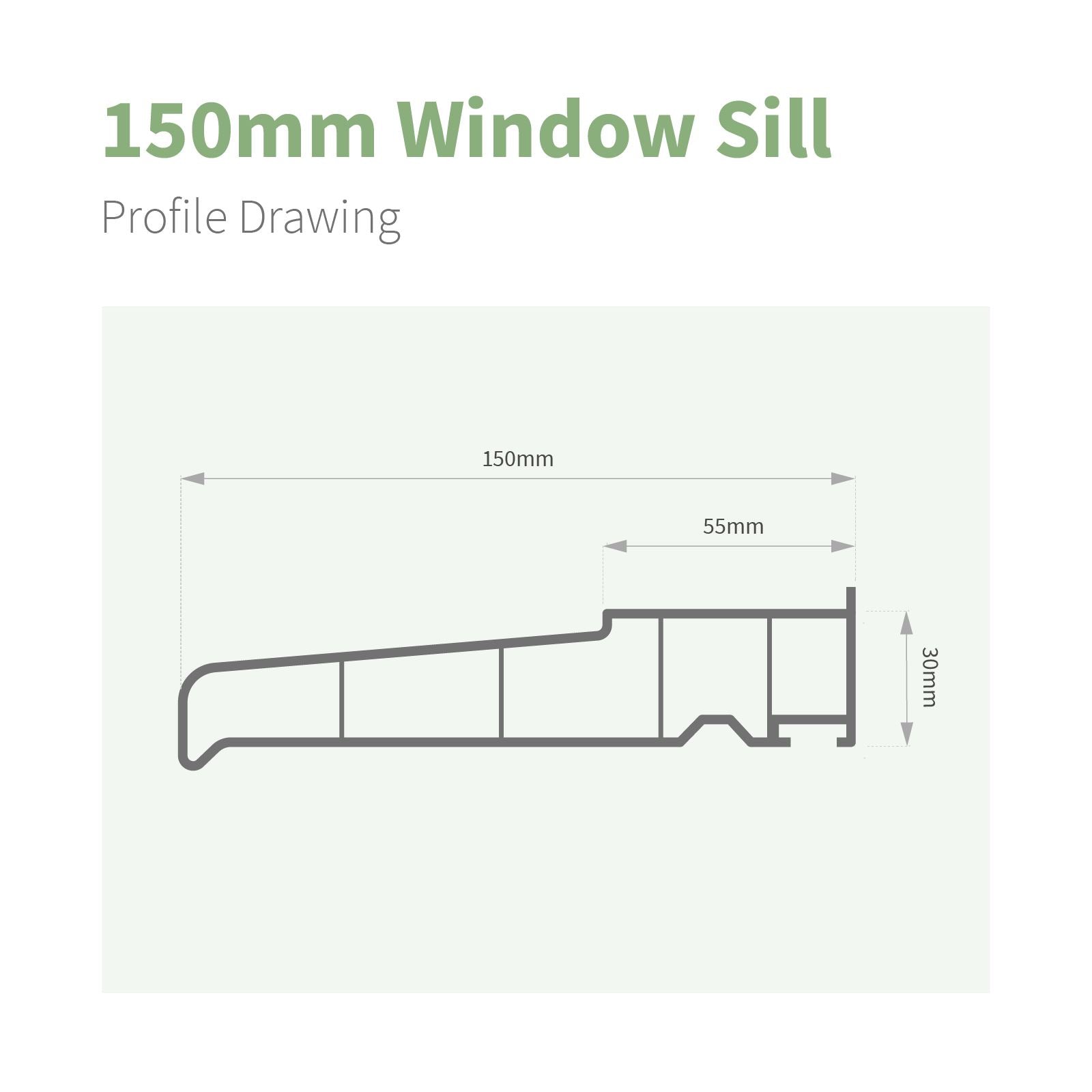 150mm Profile 22 Window Sill (with End Caps)