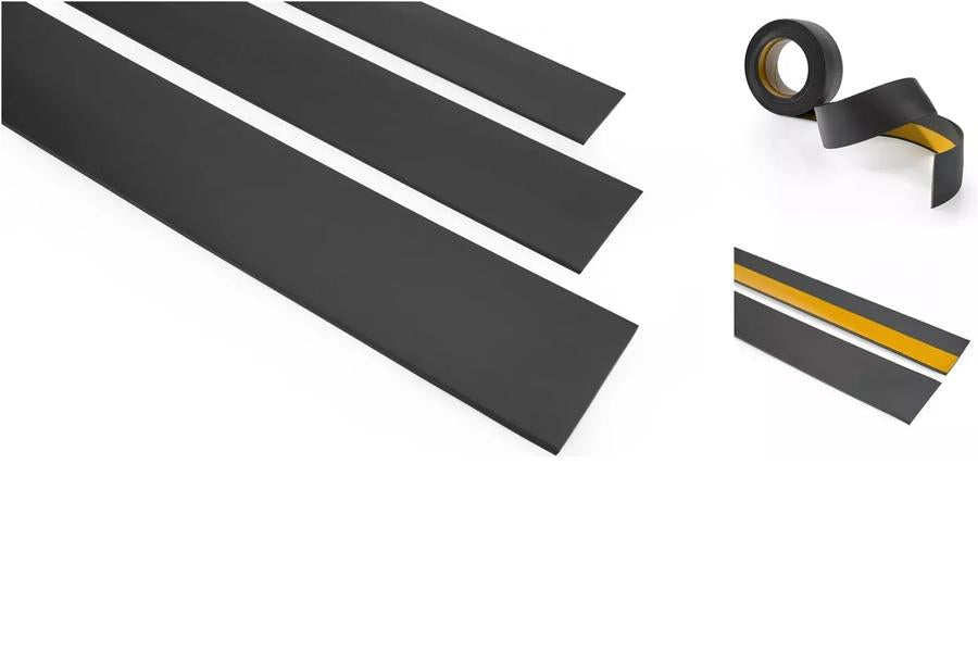 white Self-adhesive PVC cover strip – 5m black roll