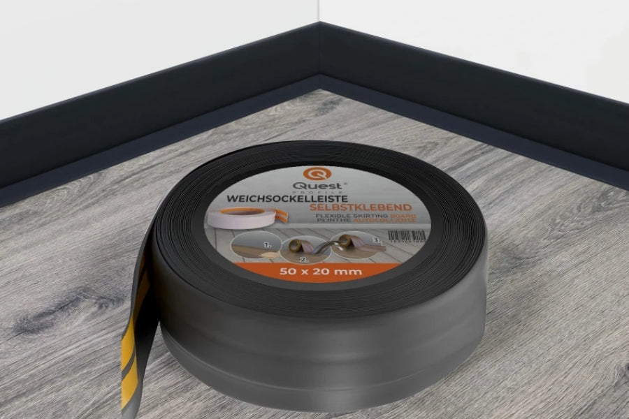 black self adhesive PVC flexible skirting board 50 mm