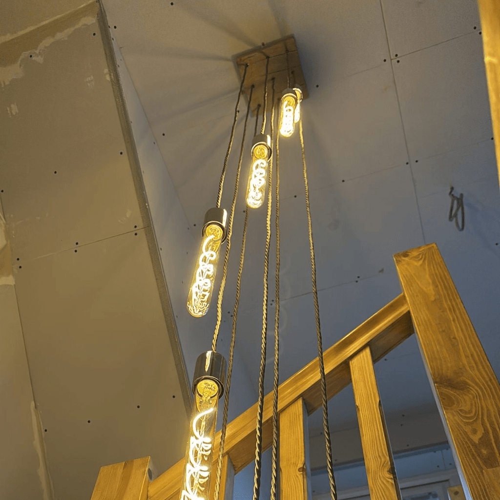 Square Cascade Chandelier | 9 Light Stairwell & High Ceiling Lighting
