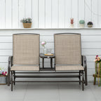 Patio Glider Rocking Chair 2 Person Outdoor Loveseat Rocker Garden Furniture Bench, Flaxen