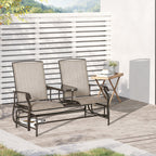 Patio Glider Rocking Chair 2 Person Outdoor Loveseat Rocker Garden Furniture Bench, Flaxen