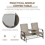 Patio Glider Rocking Chair 2 Person Outdoor Loveseat Rocker Garden Furniture Bench, Flaxen