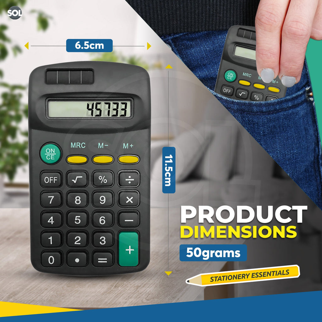 Mini Pocket Calculator | 8 Digit Display for Home, Office, School | 2 pack