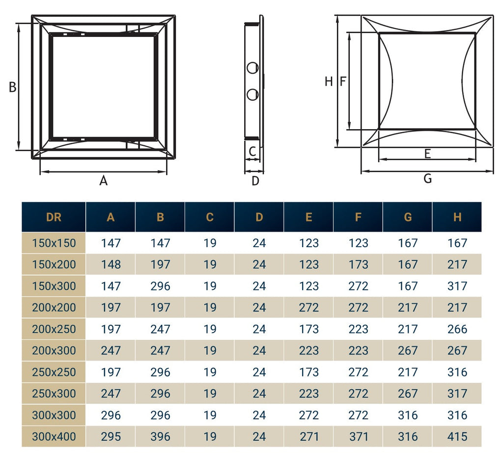Access Panel Door PP, White 200mm x 250mm