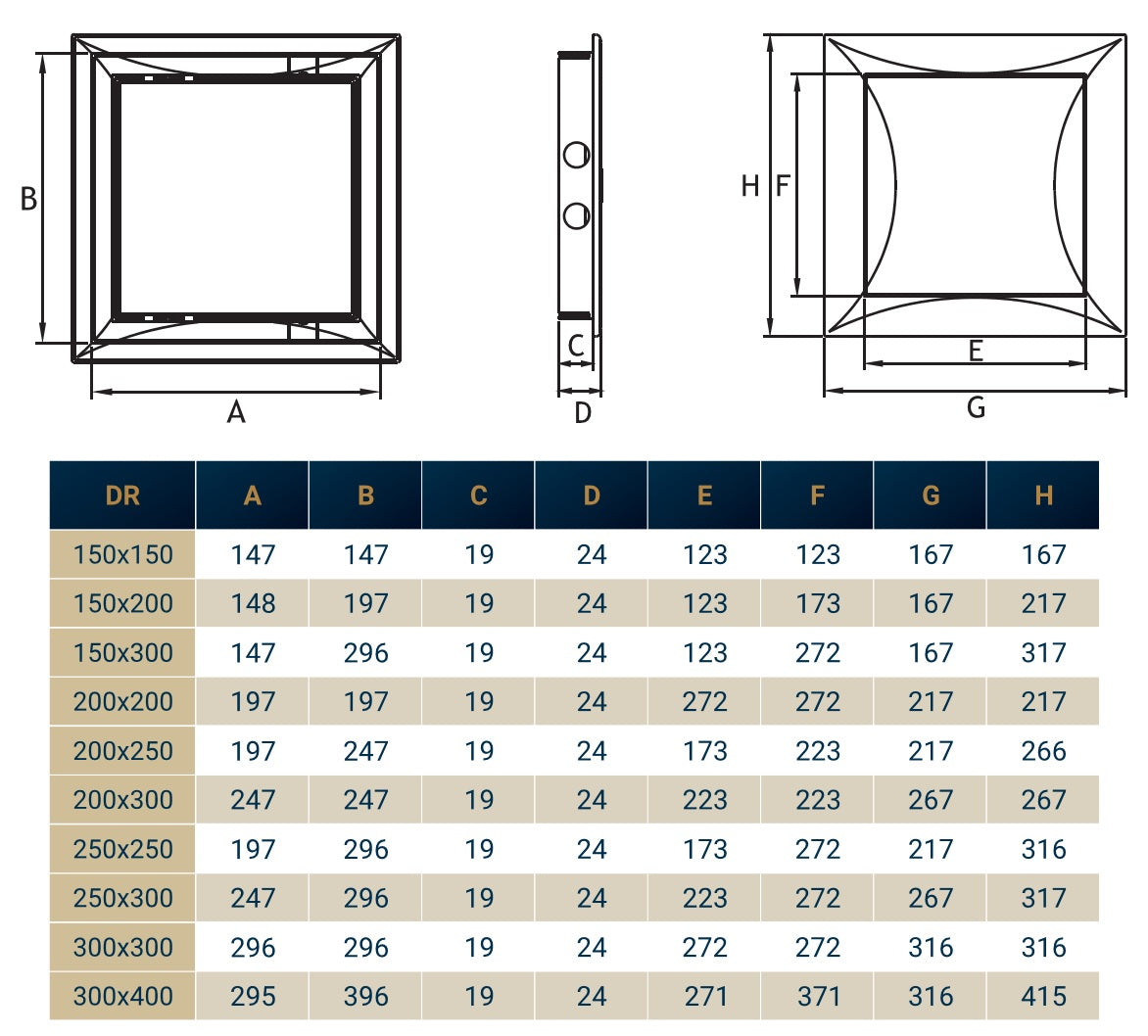 Access Panel Door PP, White 200mm x 250mm