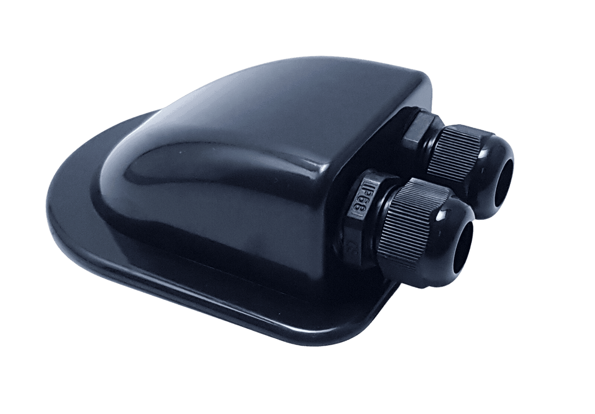 Exotronic 2 Gland Black Cable Entry Cover (Lightweight ABS)