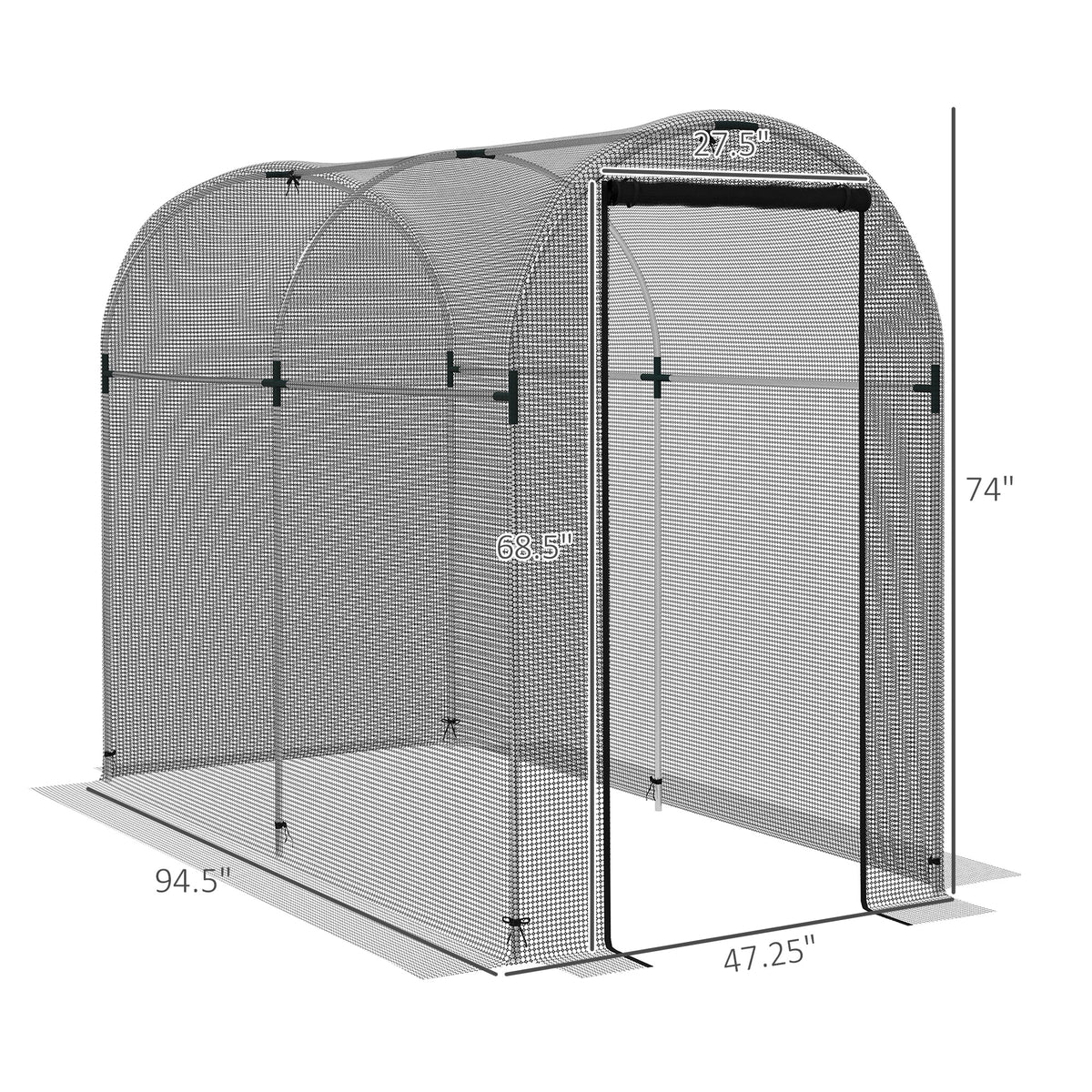 4' x 8' Crop Cage with Zippered Door, Black