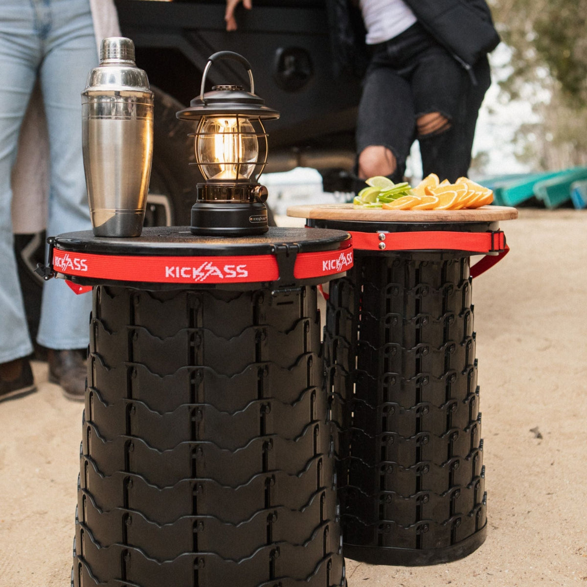 KickAss Large Portable Outdoor Pop Up Stool/Bin with Lid