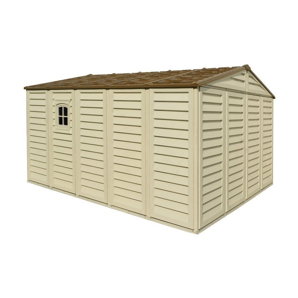 DuraMax 10.5ft x 13ft  Woodbridge Plus Vinyl Shed w/ Foundation Kit & Window 40234