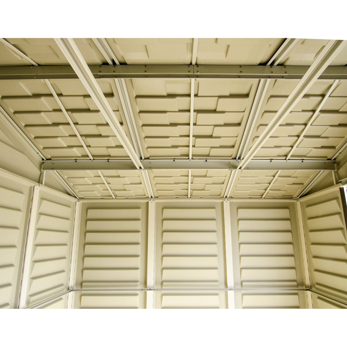 DuraMax 10.5ft x 13ft  Woodbridge Plus Vinyl Shed w/ Foundation Kit & Window 40234