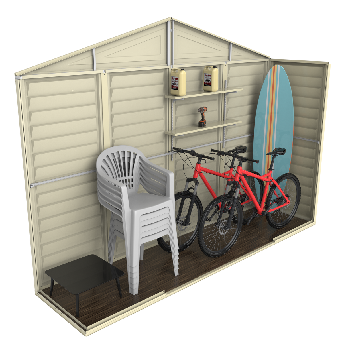 DuraMax 10.5ft x 2.75ft SidePro Vinyl Shed with Foundation Kit 98001