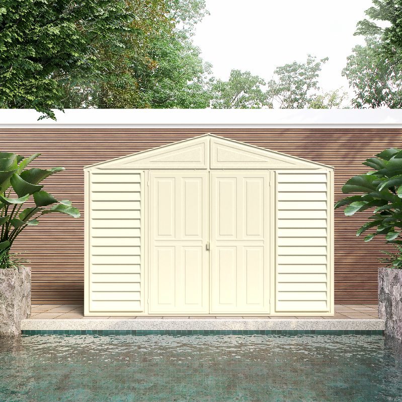 DuraMax 10.5ft x 2.75ft SidePro Vinyl Shed with Foundation Kit 98001