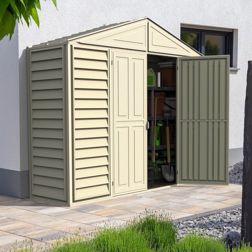 DuraMax 10.5ft x 2.75ft SidePro Vinyl Shed with Foundation Kit 98001