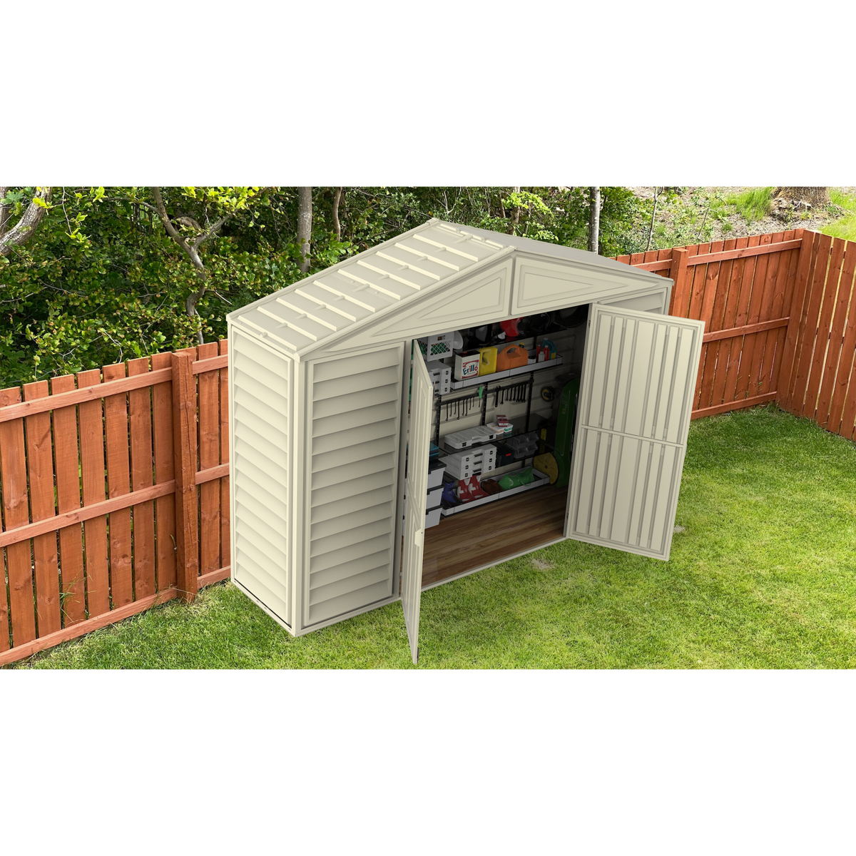 DuraMax 10.5ft x 2.75ft SidePro Vinyl Shed with Foundation Kit 98001