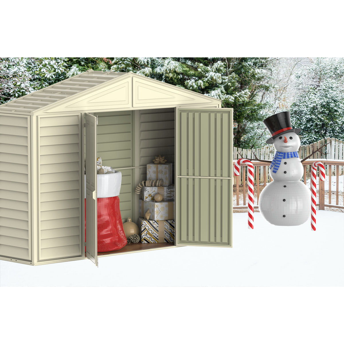 DuraMax 10.5ft x 2.75ft SidePro Vinyl Shed with Foundation Kit 98001