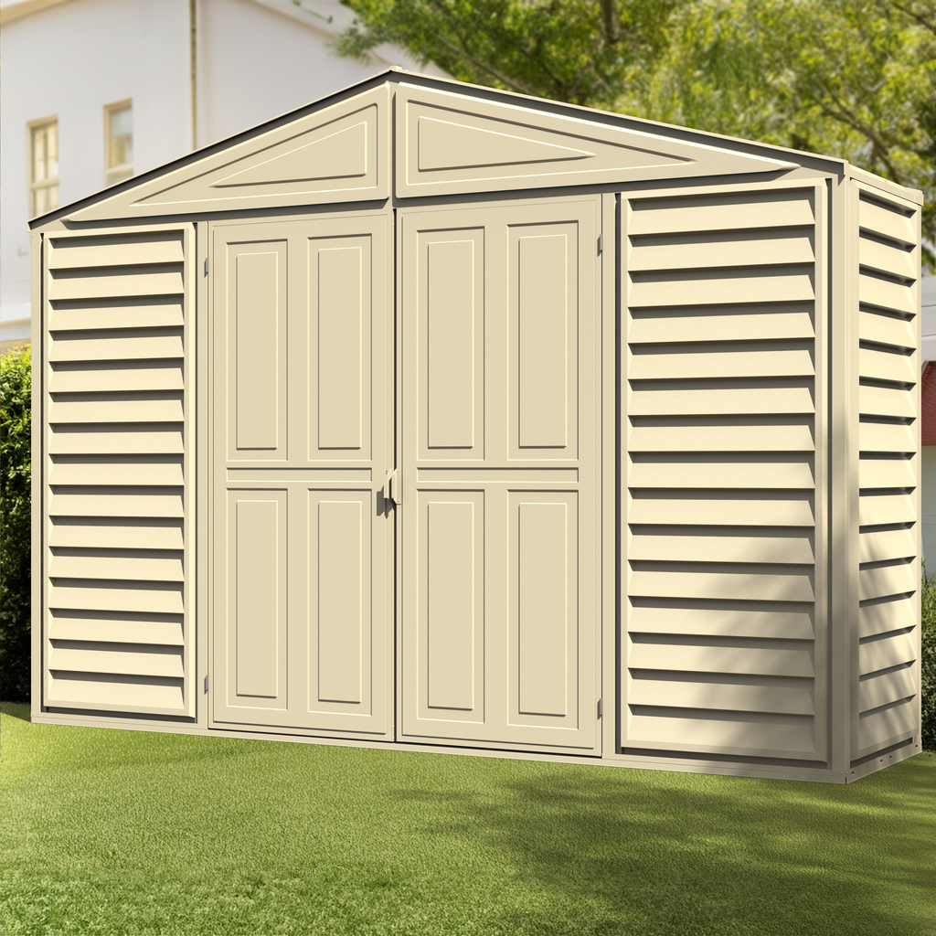 DuraMax 10.5ft x 2.75ft SidePro Vinyl Shed with Foundation Kit 98001