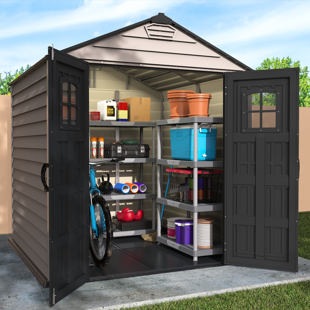 DuraMax 7ft x 7ft StoreMax Plus Vinyl Shed with Molded Floor 30325