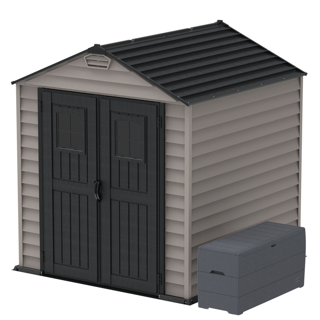 DuraMax 7ft x 7ft StoreMax Plus Vinyl Shed with Molded Floor 30325