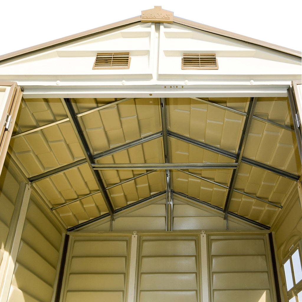 DuraMax 8ft x 5.5ft Storeall Vinyl Shed with Foundation Kit and window 30115