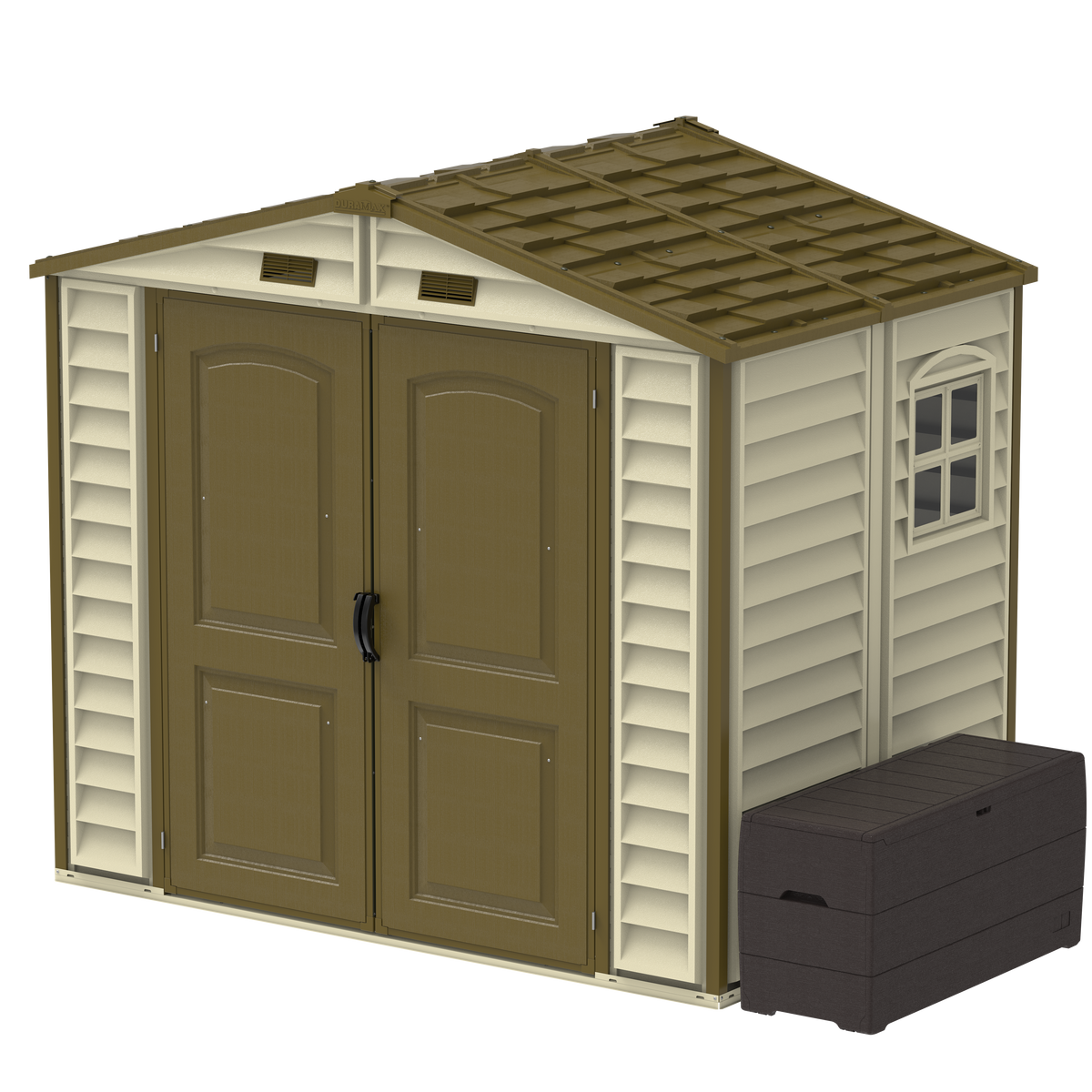 DuraMax 8ft x 5.5ft Storeall Vinyl Shed with Foundation Kit and window 30115