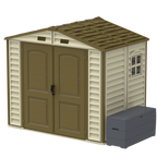 DuraMax 8ft x 5.5ft Storeall Vinyl Shed with Foundation Kit and window 30115