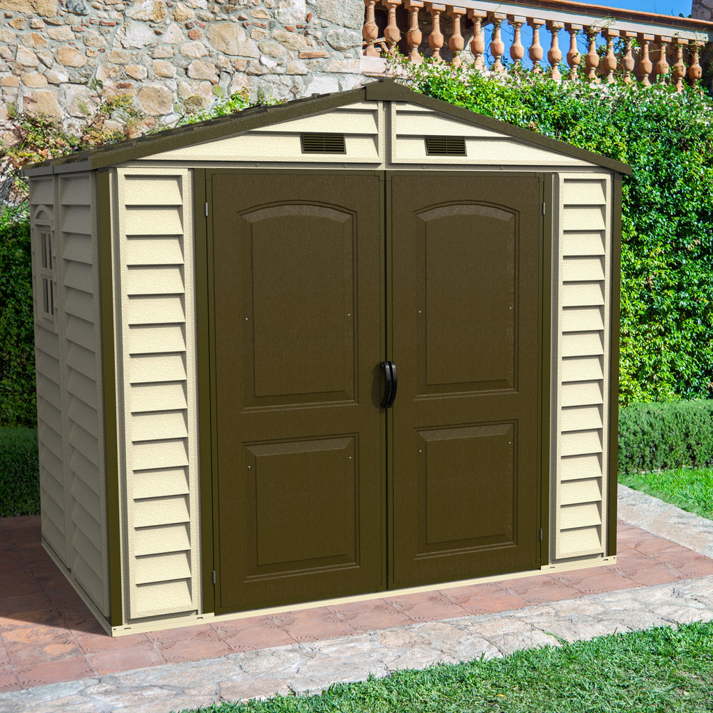 DuraMax 8ft x 5.5ft Storeall Vinyl Shed with Foundation Kit and window 30115