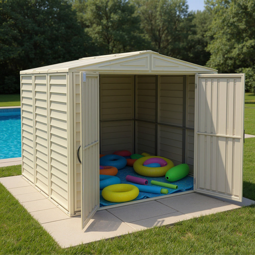 Duramax 8ft x 8ft Duramate Vinyl Shed with Foundation Kit 00384