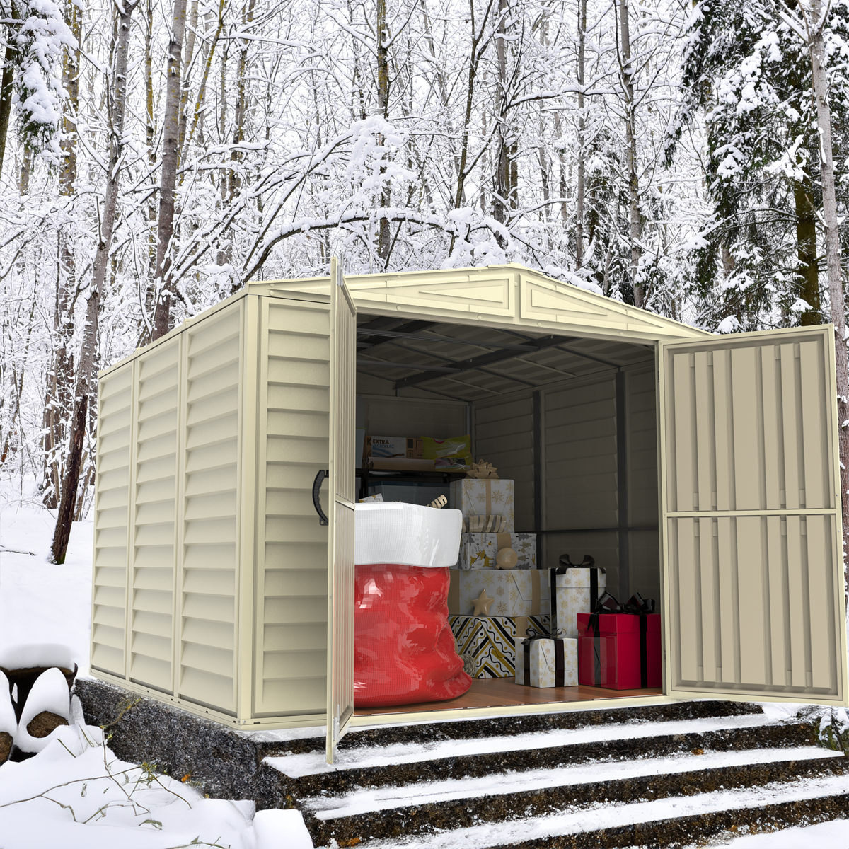 Duramax 8ft x 8ft Duramate Vinyl Shed with Foundation Kit 00384