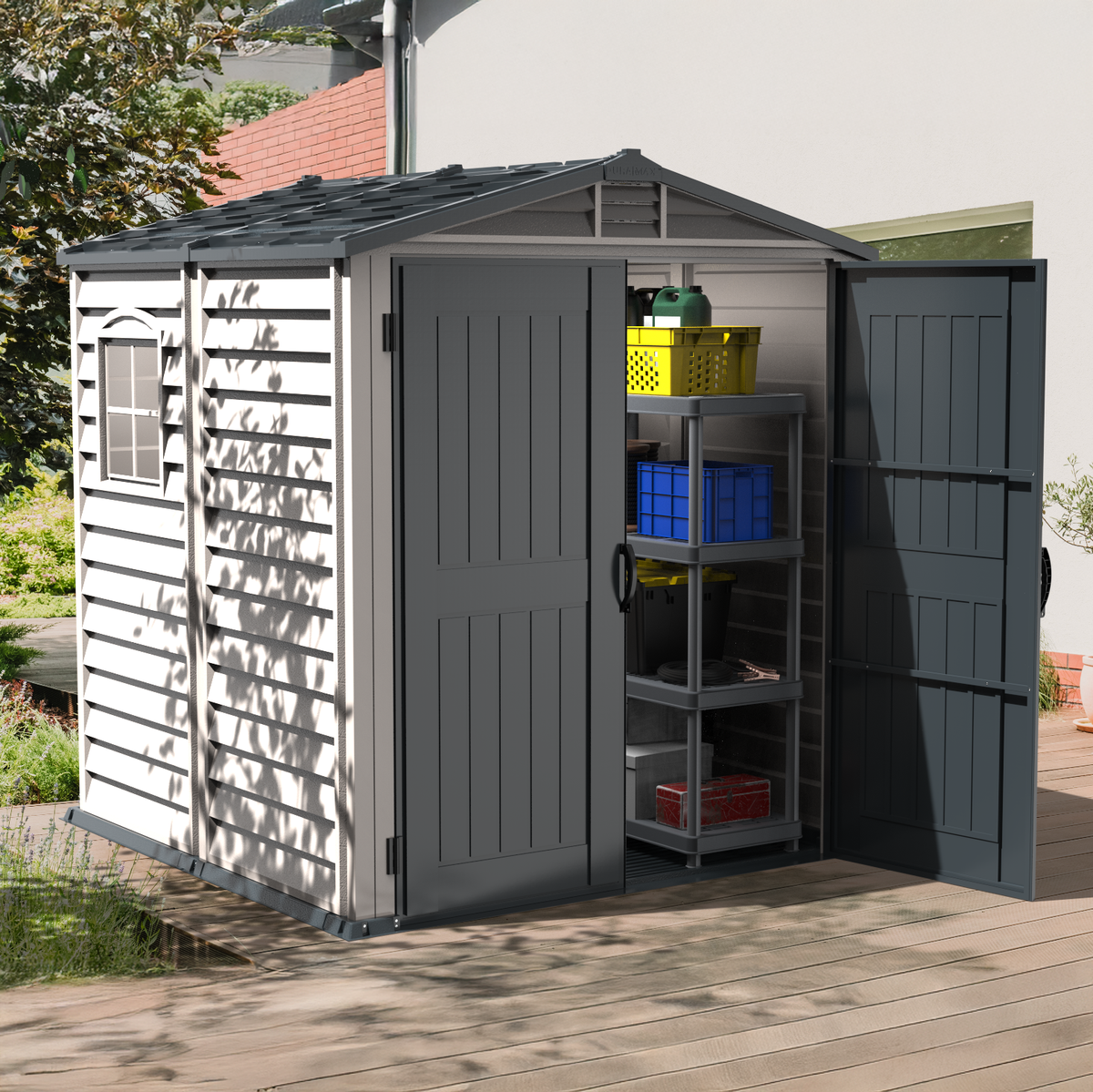 DuraMax Plus 6ft x6ft Storemate Vinyl Shed with Molded Floor 30425