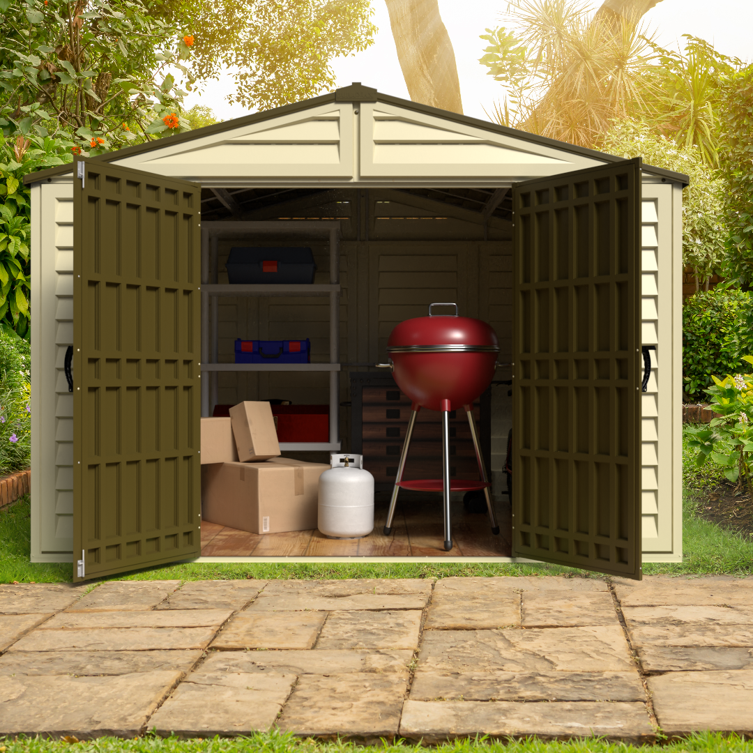 DuraMax 10.5 ft x 8ft Woodbridge Plus Shed w/ Foundation Kit & Window 40214