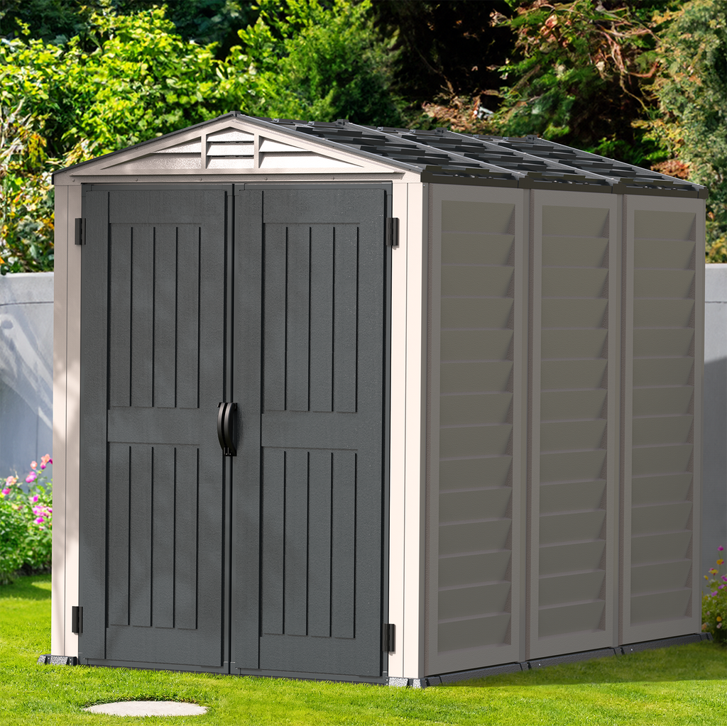 DuraMax YardMate Plus 5 ft. 6 in. x 8ft. Gray Vinyl Storage Shed 35825